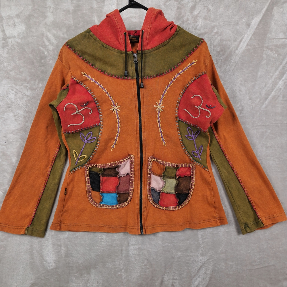 Rising‎ International Hoodie Sweatshirt Women’s Size L/XL Embroidered Patchwork